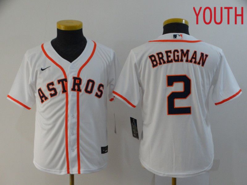 Youth Houston Astros 2 Bregman White Nike Game MLB Jerseys